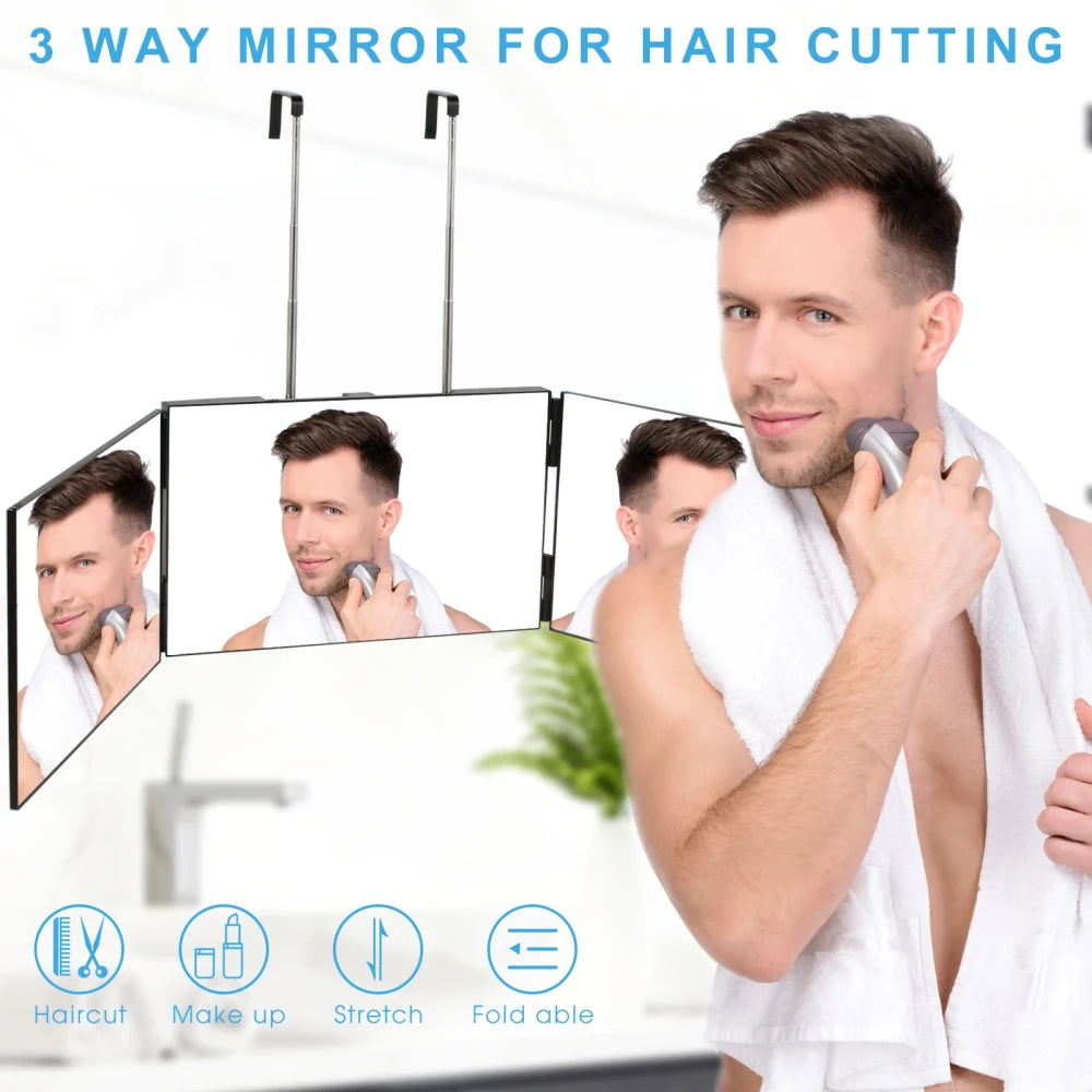Adjustable Three-Way Haircut Mirror